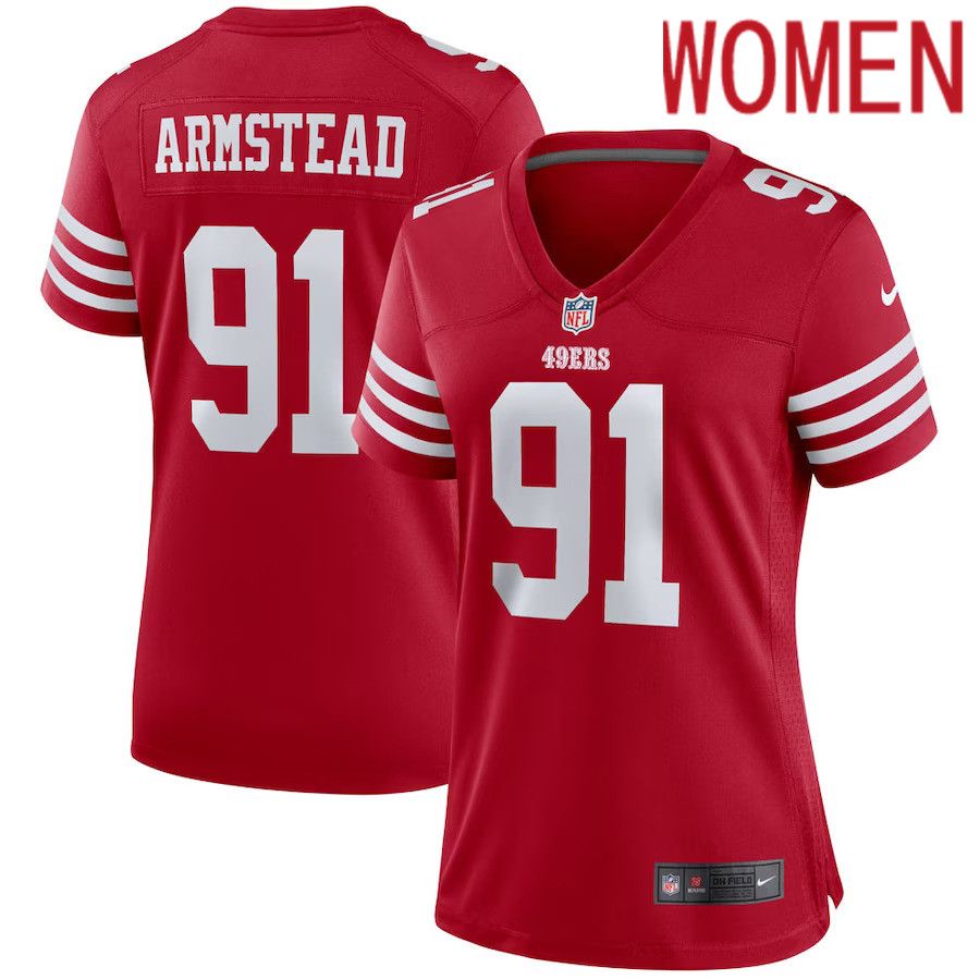 Women San Francisco 49ers #91 Arik Armstead Nike Scarlet Player Game NFL Jersey